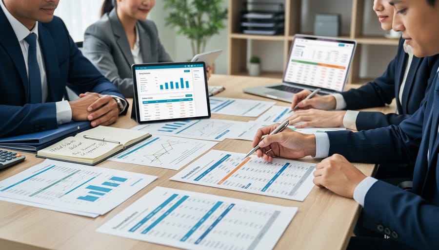 Person reviewing financing documents at a desk with a smartphone nearby